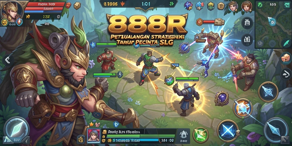 Screenshot gameplay 888R menampilkan pertempuran strategis yang epik.