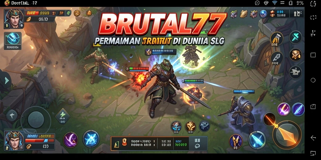 Screenshot gameplay BRUTAL77 yang menampilkan pertempuran strategis yang intens.