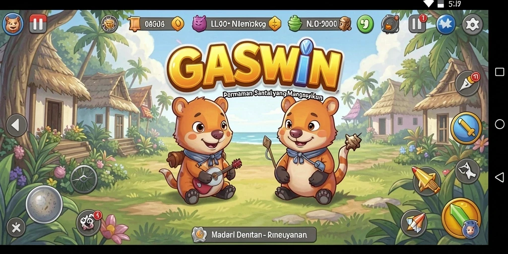 Tampilan gameplay menyenangkan dari GASWIN yang penuh warna.