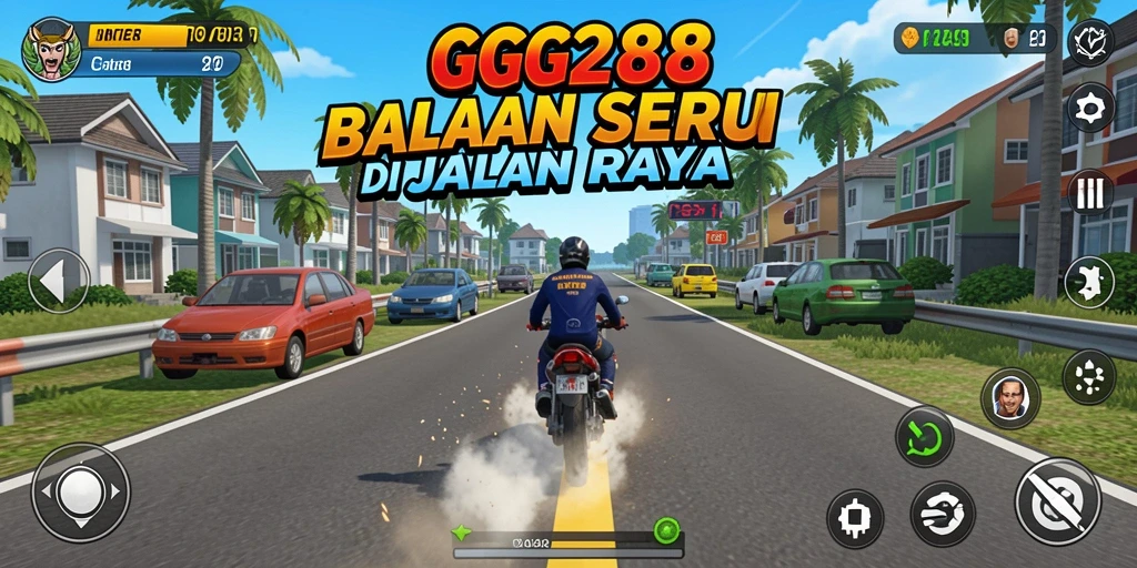 Screenshot GG288 menunjukkan aksi balapan seru dan kendaraan yang bertenaga.