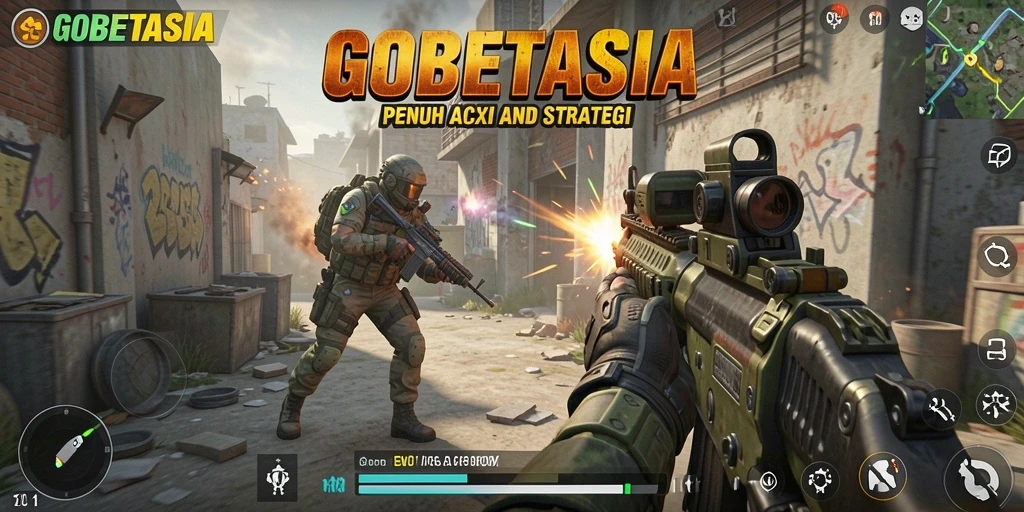 Tampilan gameplay GOBETASIA yang penuh aksi dan strategis.