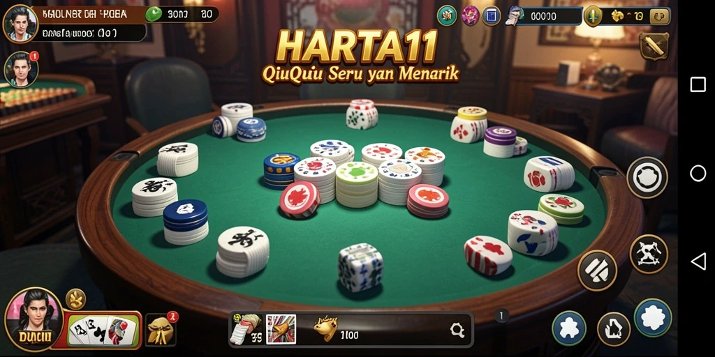 Tampilan gameplay HARTA11 dalam permainan QiuQiu yang seru.