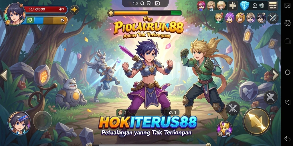 Gameplay HOKITERUS88 menampilkan karakter Anime yang beraksi seru.