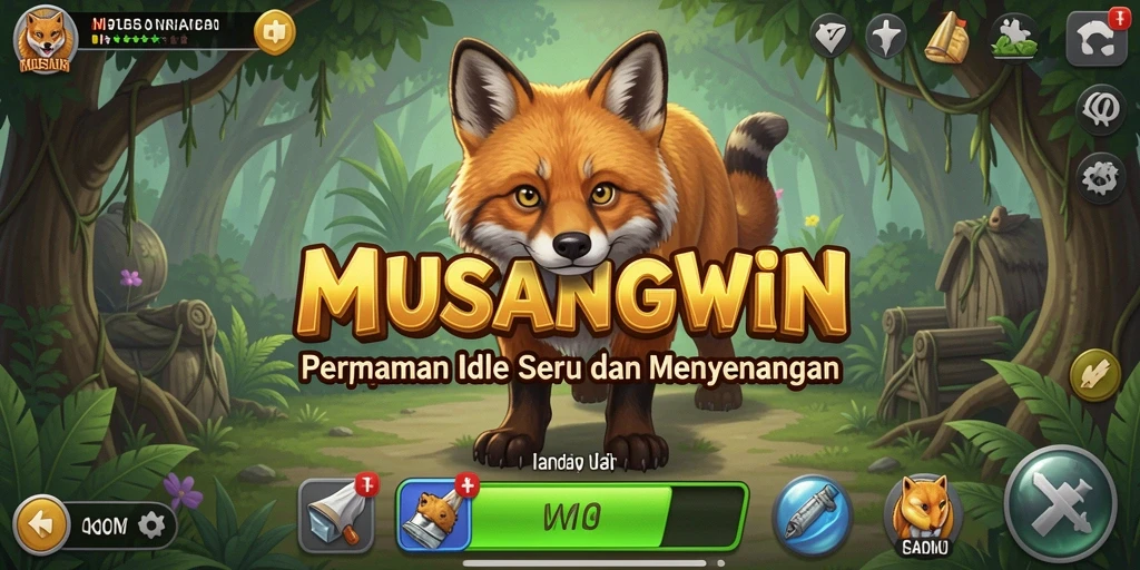 Screenshot gameplay <strong>MUSANGWIN</strong> menunjukkan momen seru saat musang bekerja mengumpulkan sumber daya.