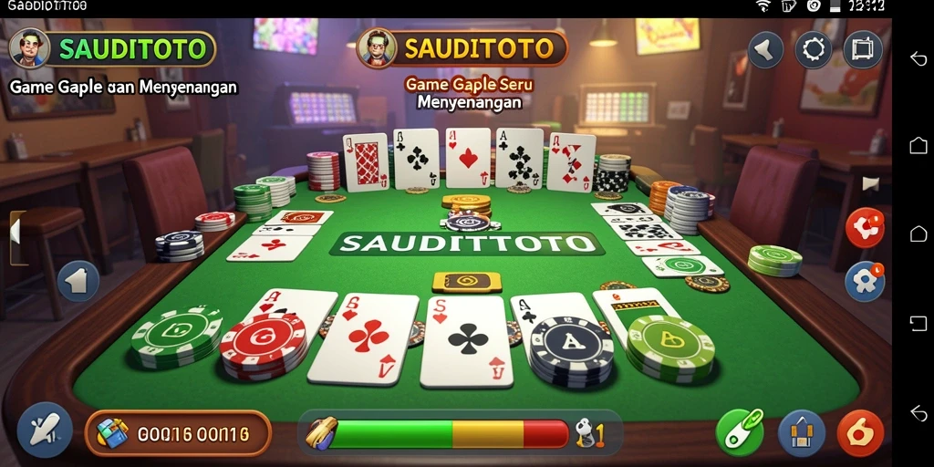 Screenshot menunjukkan gameplay menegangkan Gaple di SAUDITOTO.