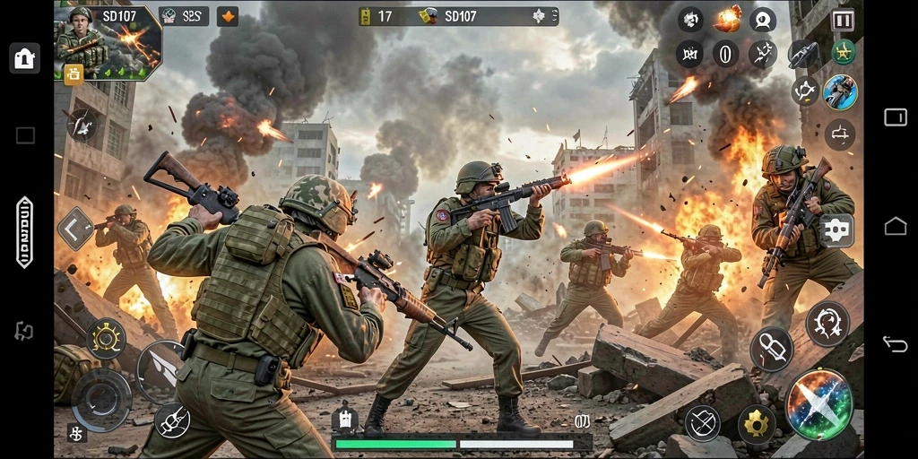 Tampilan menarik dari gameplay aksi SD107 yang mendebarkan.