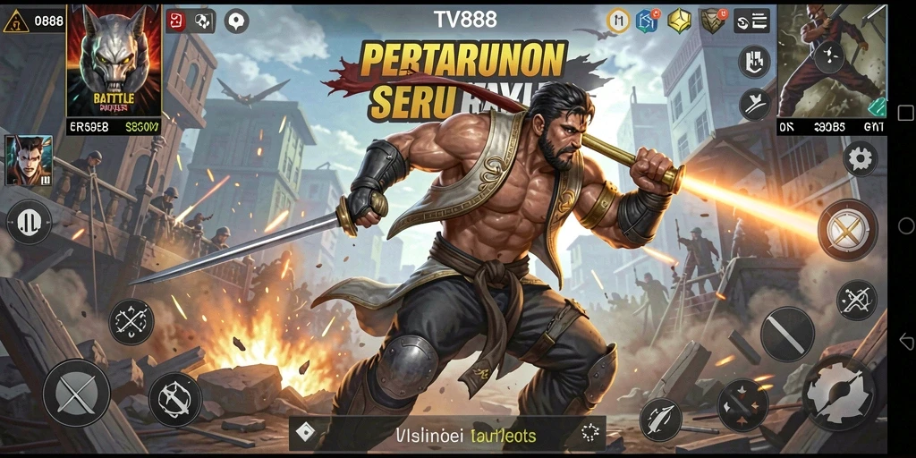 Screenshot gameplay TV888 menampilkan aksi seru di medan pertempuran.